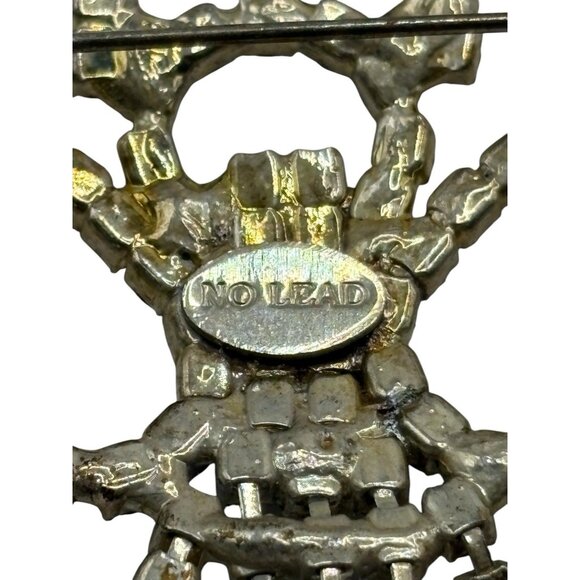 VTG Angel Brooch Pin Cherub w/ Halo Dangling Crystal Clear Rhinestones No Lead - Picture 11 of 14